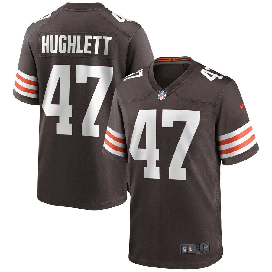 Men Cleveland Browns 47 Charley Hughlett Nike Brown Game NFL Jersey